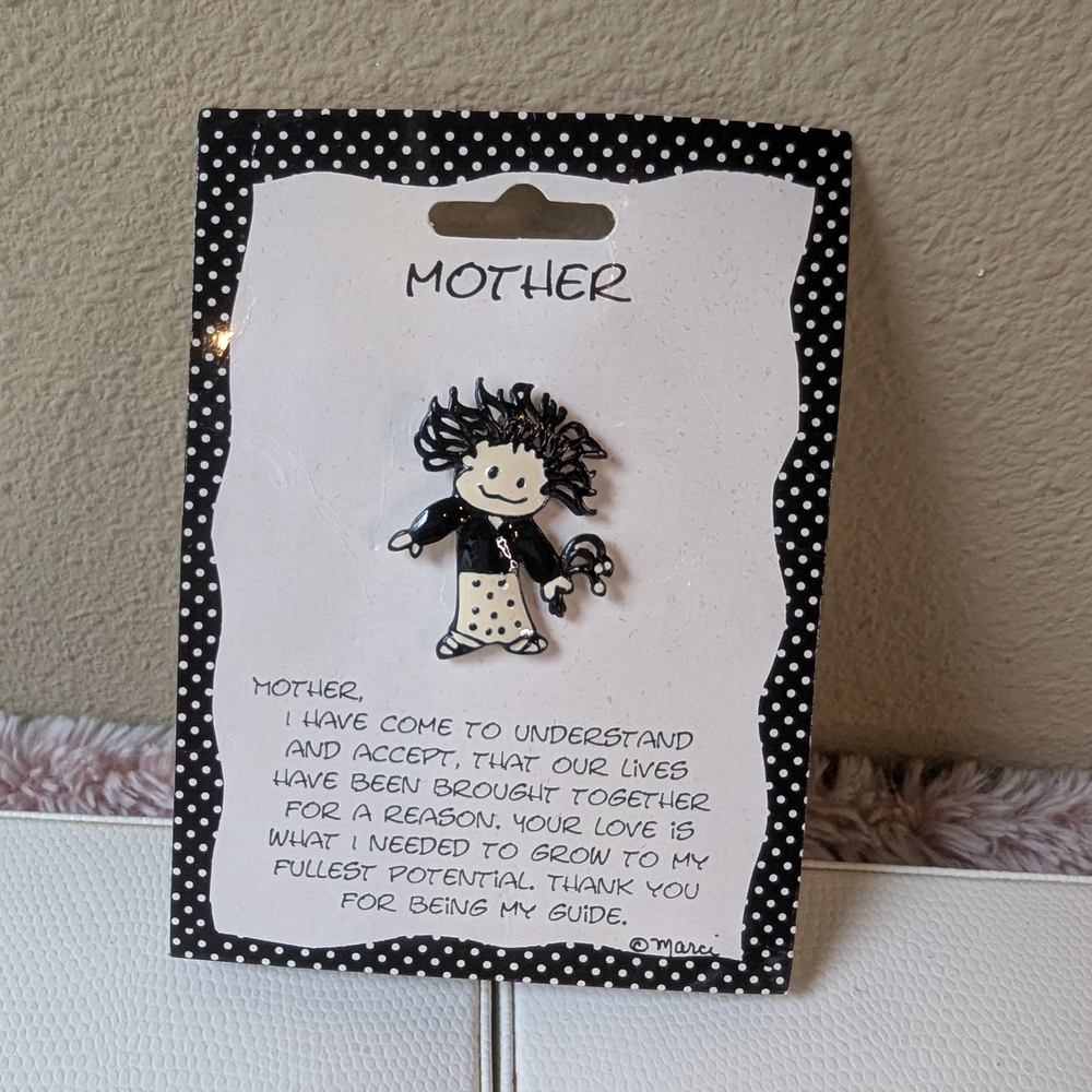 Charming Black and White Mother Brooch